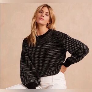 Summersalt The Luxe Cashmere Blend Sweater Sz XL Black White Wool Mix Stitch.